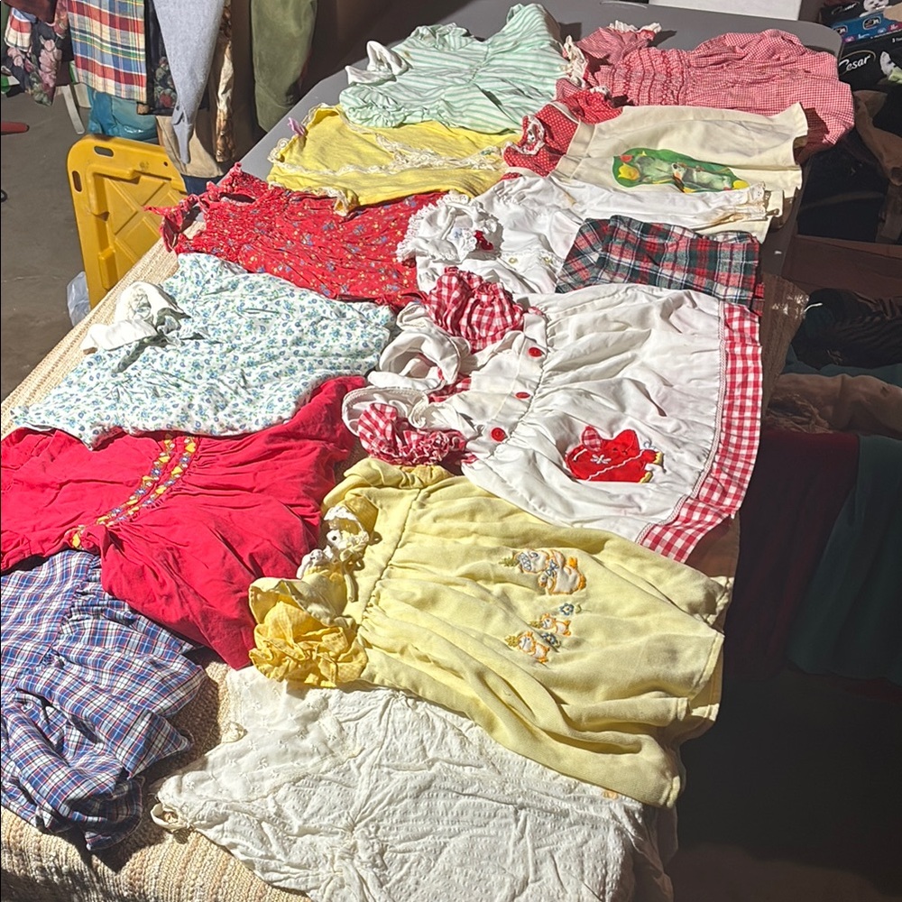 Lot of 12 Vintage Colorful Summer Dresses.